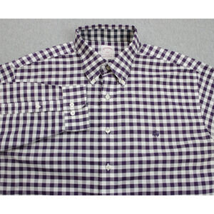 Brooks Brothers Shirt Mens Large 346 Gingham 100% Supima Cotton Button Down